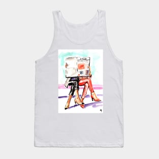 Women reading the newspaper Tank Top